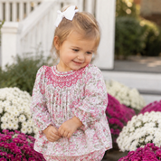 Pink Floral Smocked Swing Set