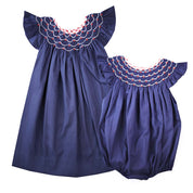 Navy Smocked Patriotic Bubble