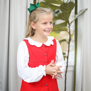 Girls Peter Pan White  Scalloped Collar Knit Shirt