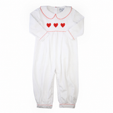 White Romper with Red Hearts
