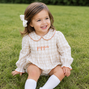 Girls Autumn Khaki Gingham Bubble