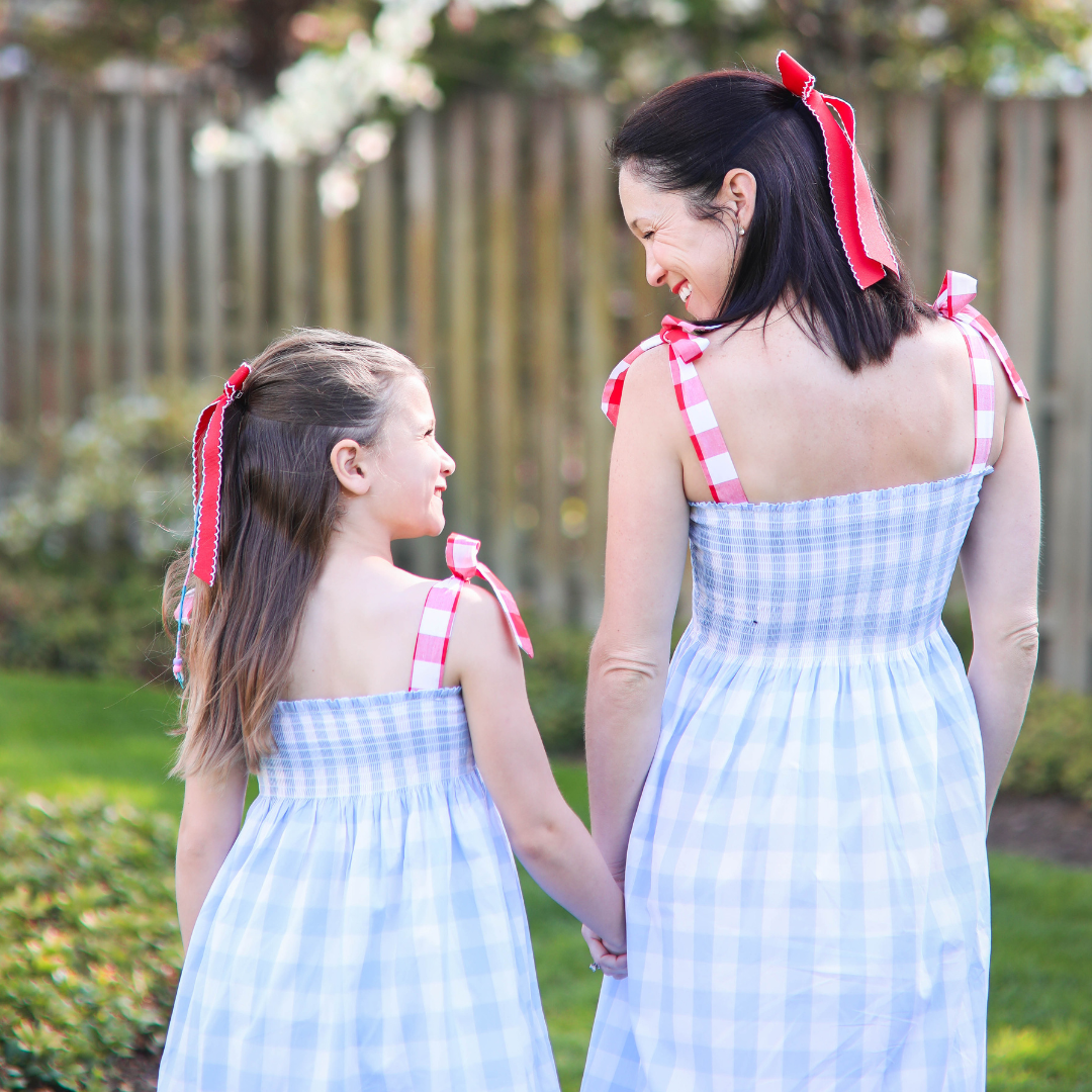Kelly Smocked Gingham Tie Strap Dress (Girl)