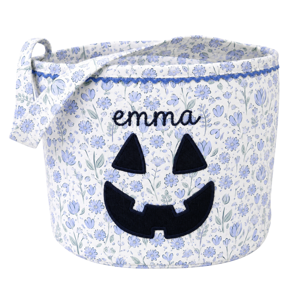 Blue Floral Jack 'O Lantern Halloween Bucket