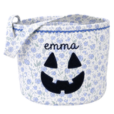 Blue Floral Jack 'O Lantern Halloween Bucket
