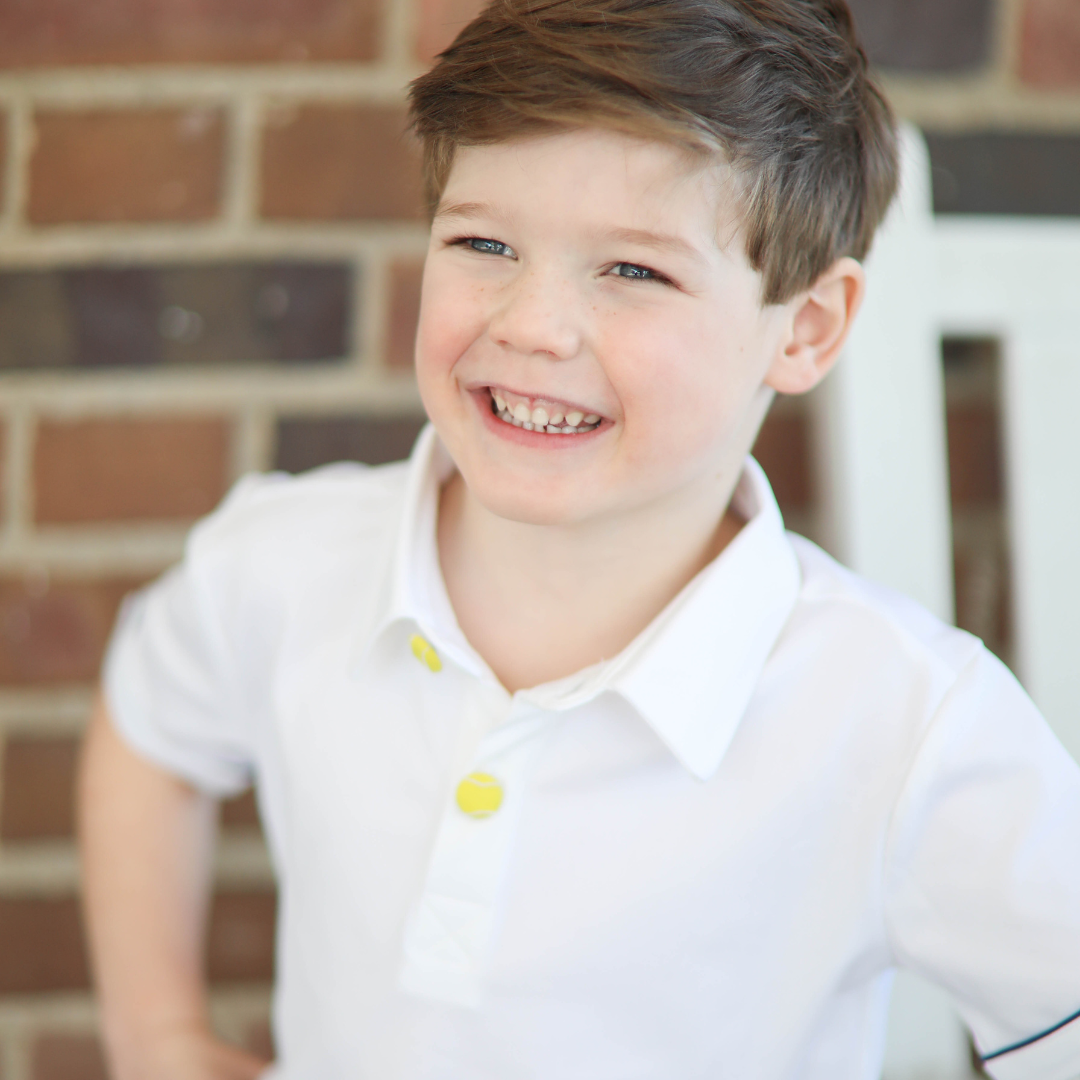 White Tennis Short-Sleeve Polo