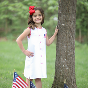 White Honeycomb Flag Scalloped Dress