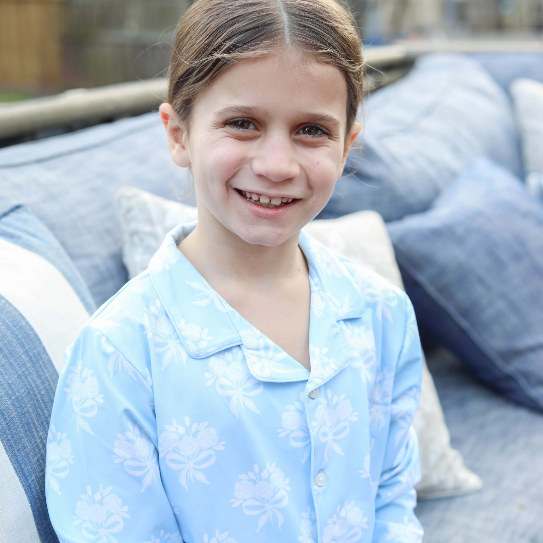 Forget Me Knot Girls Blue Floral Loungewear