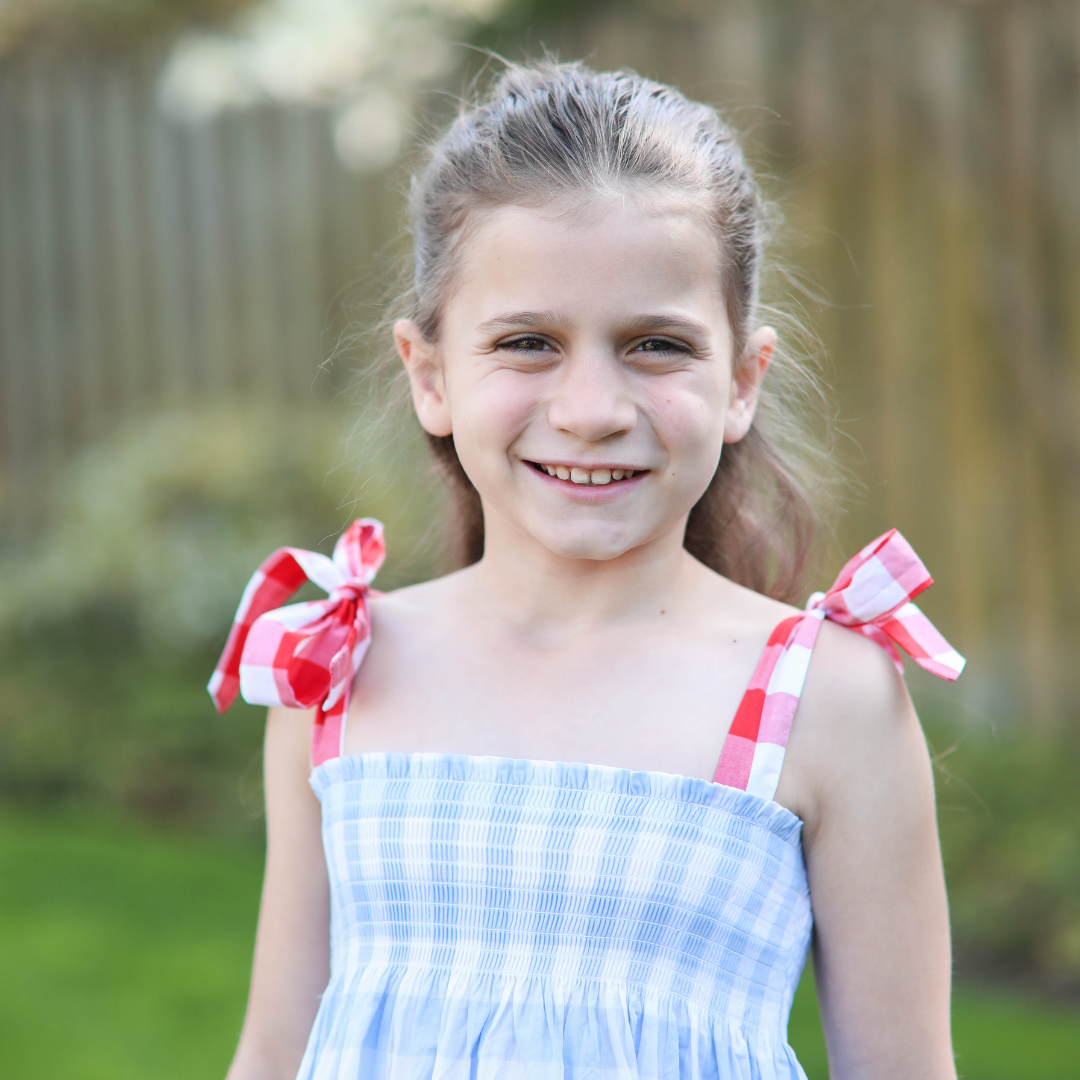 Kelly Smocked Gingham Tie Strap Dress (Girl)