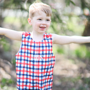 Boys Red & Blue Gingham Shortall
