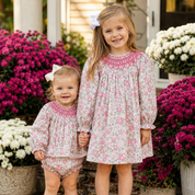 Pink Floral Smocked Dress