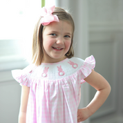 Pink Gingham Smocked Easter Bunny Dress