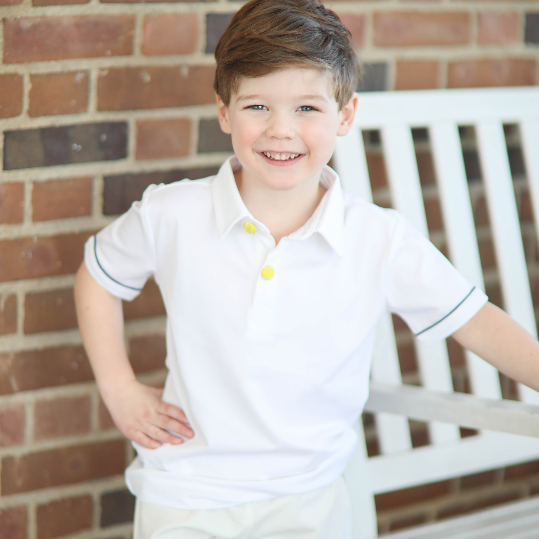 White Tennis Short-Sleeve Polo