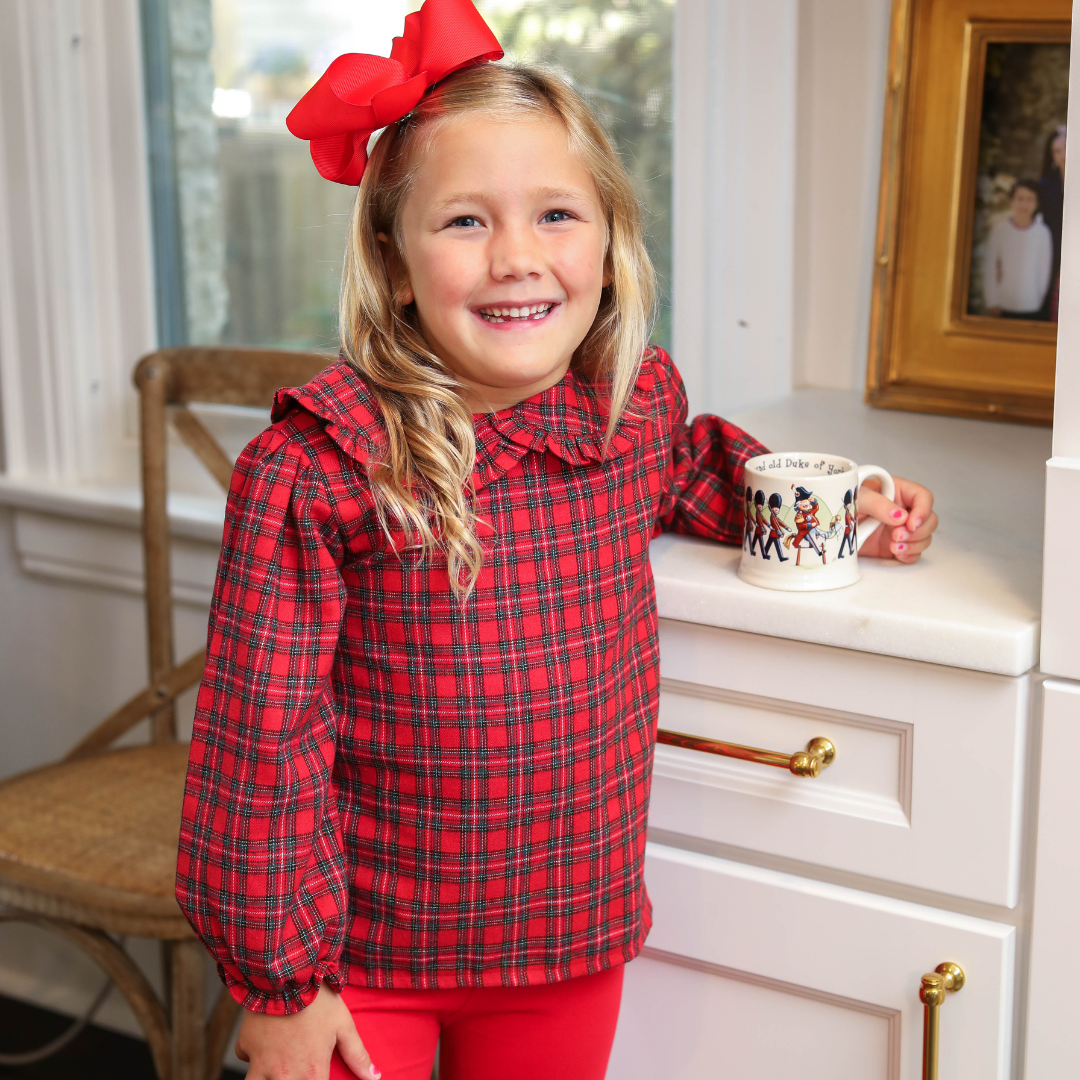 Girl Christmas Plaid Top