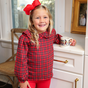 Girl Christmas Plaid Top