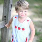 Vintage Apple French Knot Boys Shortall