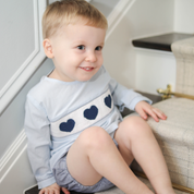 Smocked Navy Heart Swing Set