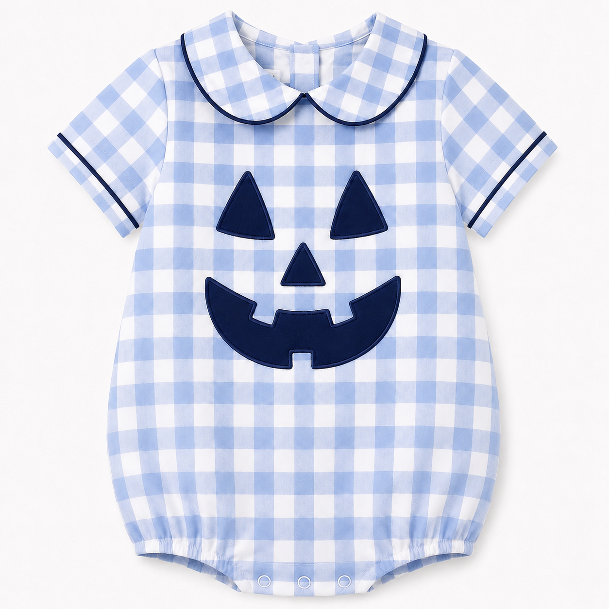 Boys Blue Gingham Jack O' Lantern Bubble