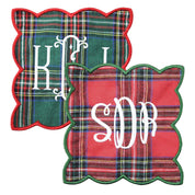 Green Tartan Monogram Cocktail Napkin
