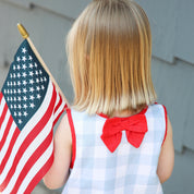 Patriotic Baby Blue Gingham Bubble with Bow