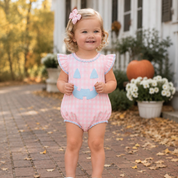 Girls Pink Gingham Jack O' Lantern Bubble