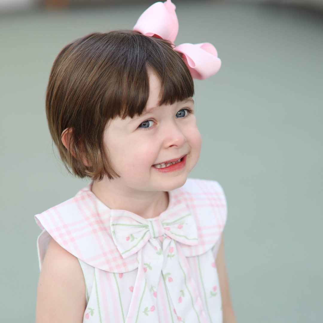 Pink Rosebud & Plaid Sleeveless Bubble