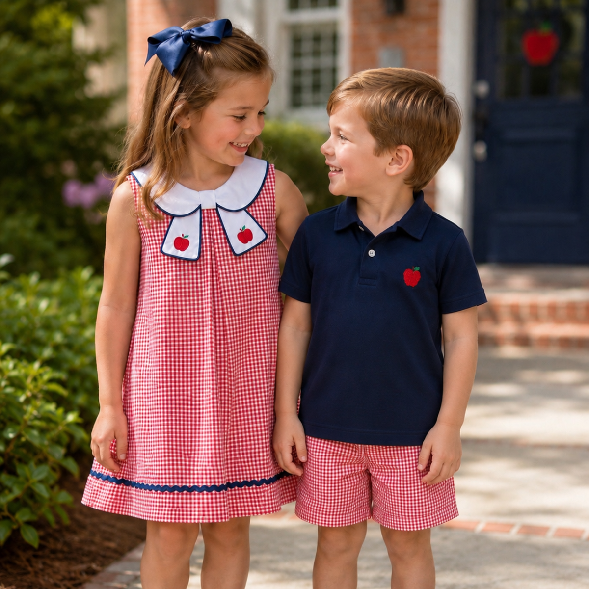 Red Gingham Apple Dress with RicRac