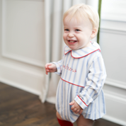 Blue Ticking Striped Bubble