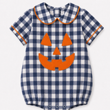 Boys Navy Gingham Jack O' Lantern Bubble