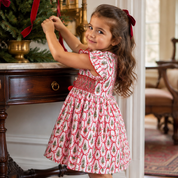 Smocked Christmas Tree Bows Dress