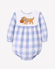 Unisex Puppy & Pumpkin Gingham Bubble