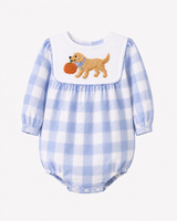 Unisex Puppy & Pumpkin Gingham Bubble