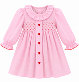 Pink Gingham Smocked Hearts Dress