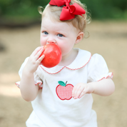Girls White Bubble with Gingham Apple Appliqué