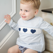 Smocked Navy Heart Swing Set