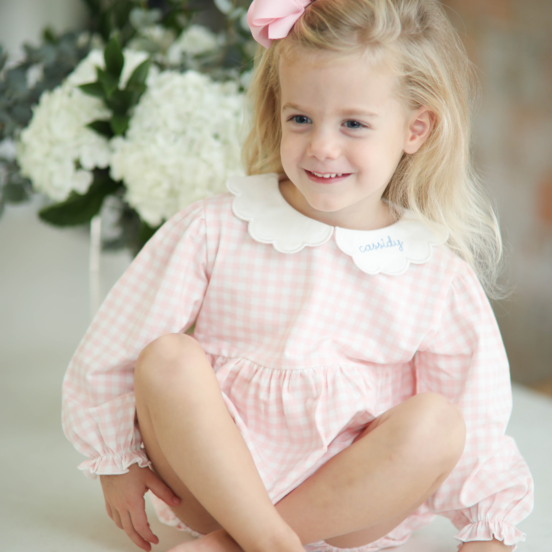 Pink Gingham Long Sleeve Bubble