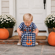 Navy Gingham Ghost Jack 'O Lantern Halloween Bucket