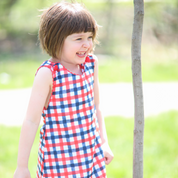 Girls Patriotic Red & Blue Gingham Dress