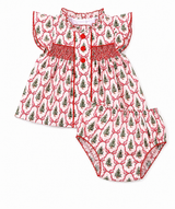 Smocked Christmas Tree Bows Swing Set