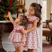 Smocked Christmas Tree Bows Swing Set