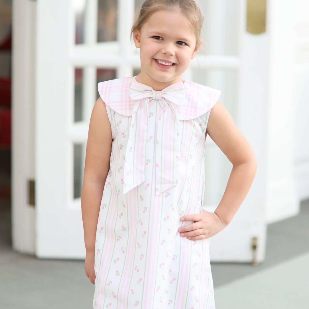 Pink Rosebud & Plaid Sleeveless Dress
