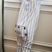 Blue Ticking Knit Zippered Romper
