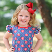 Navy Apple & Vine Printed Dress