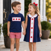 Back to School Boys Apple Gingham Set
