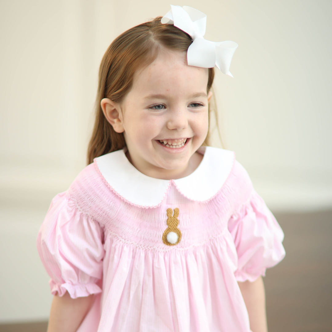 Easter Pink Gingham Bunny Swing Set