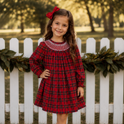 Christmas Red Tartan Smocked Dress
