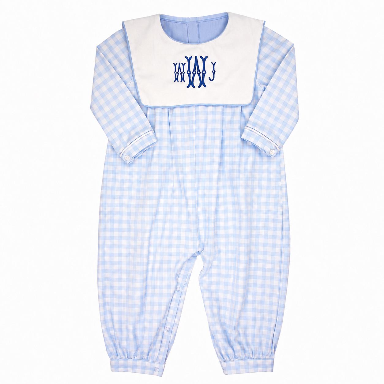 Boys Blue Gingham Bib Romper