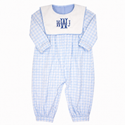 Boys Blue Gingham Bib Romper
