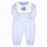 Boys Blue Gingham Bib Romper