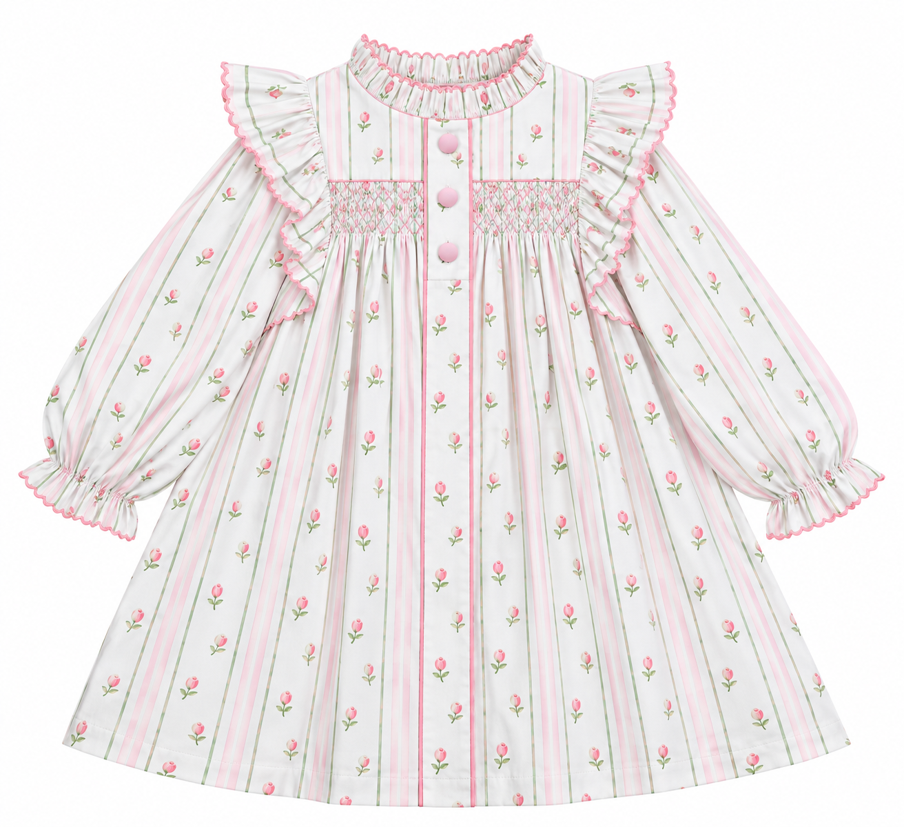 Vintage Rosebud Smocked Dress