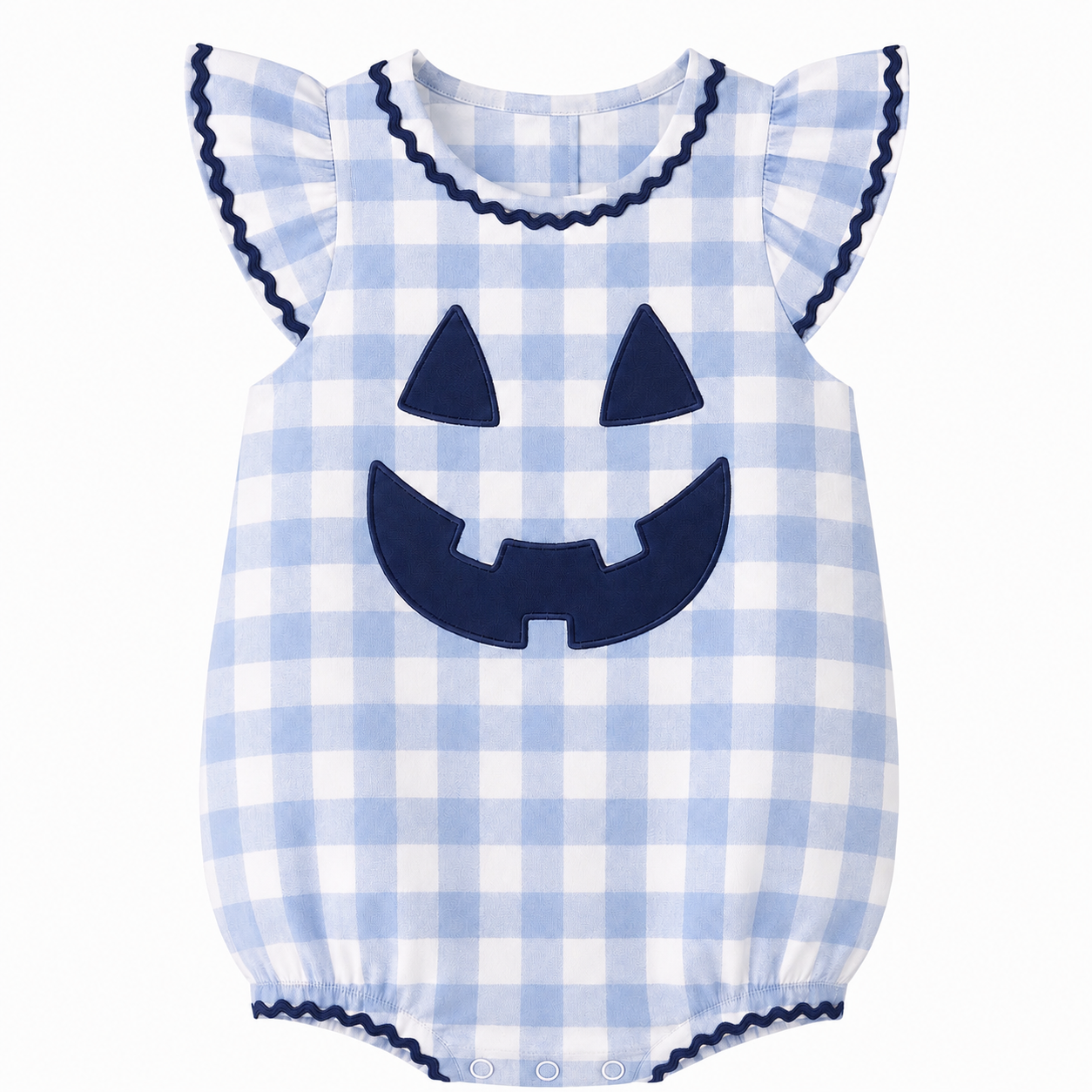 Girls Blue Gingham Jack O' Lantern Bubble